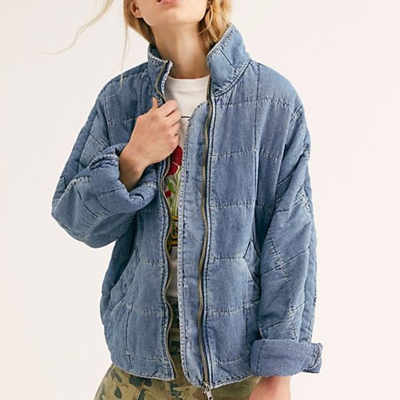 Free People Jackets & Blazers - Free People Dolman Quilted Denim Jacket OBO